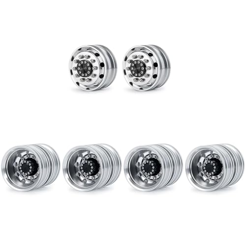 RC Car Toys Parts for Tamiya 1/14 6PCS Metal Front and Rear Wheel Hub Rim Set 6x6 Truck RC Trailer Tractor Car Upgrade Parts(R-7) - size: R-7