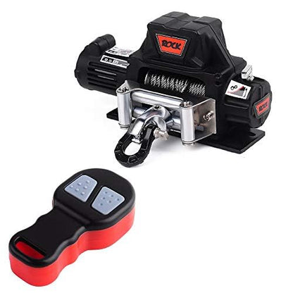 INJORA Metal Automatic Winch Wireless Remote Controller System for 1:10 RC Crawler Car Axial SCX10 90046 TRX4 Redcat (Black) - color: Black