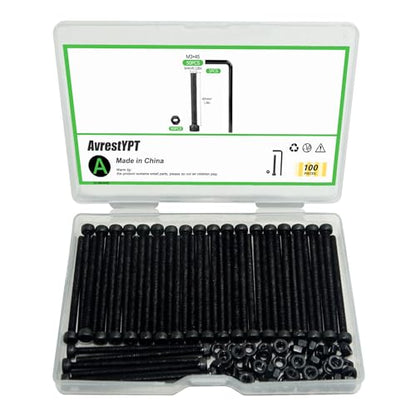100Pcs M3 x 45mm Hex Socket Head Cap Screws Bolts, Carbon Steel, Black Oxide Finish, Allen Socket Drive, Full Threads,with Hex Spanner - size: M3 x 45-100Pcs-Black