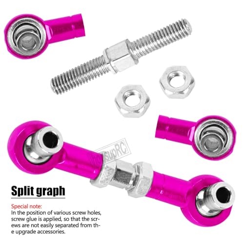 RC Aluminum Metal Turnbuckle Camber Links Toe Links with Rod Ends Steering Linkage Set Upgrade Parts for 1/18 LaTrax Teton,Desert Prerunner.Pink(Replace 7636) - color: Pink(7pcs)