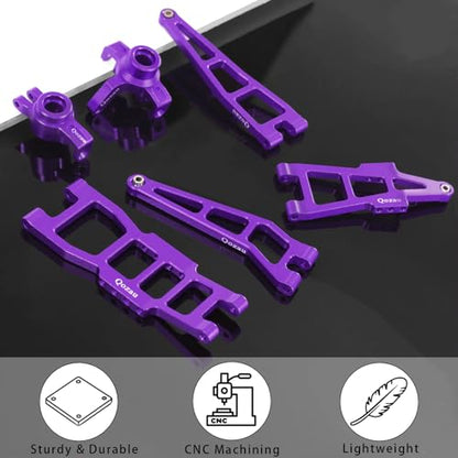 Aluminum Front Rear Suspension Arms Front Steering Knuckles Rear Hubs Kit for Haiboxing 1/12 RC Truck 903 903A 905 Upgrade Parts (Purple) - color: Purple