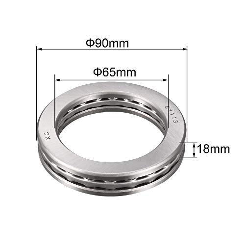 uxcell 51113 Miniature Thrust Ball Bearing 65mm x 90mm x 18mm Chrome Steel with Washer 2pcs - size: 65mmx90mmx18mm