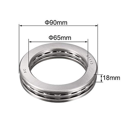 uxcell 51113 Miniature Thrust Ball Bearing 65mm x 90mm x 18mm Chrome Steel with Washer 2pcs - size: 65mmx90mmx18mm