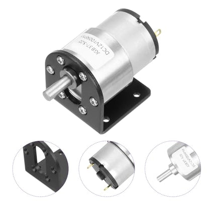 DMiotech Micro DC 12V 100RPM Geared Motor with Bracket Gear Reduction Motors 37mm Diameter Gearbox Micro Speed Reduction for RC Car, Robot Model, DIY Toys - style: 100RPM