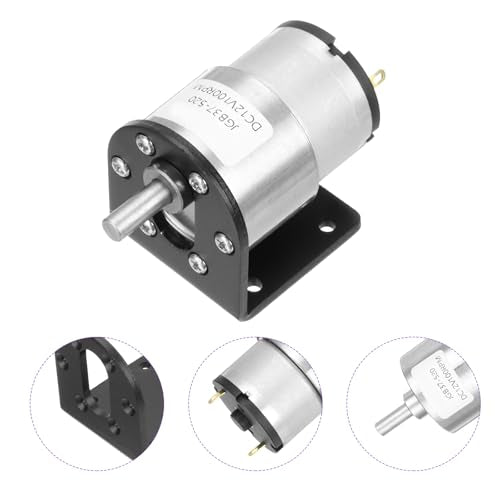 DMiotech Micro DC 12V 100RPM Geared Motor with Bracket Gear Reduction Motors 37mm Diameter Gearbox Micro Speed Reduction for RC Car, Robot Model, DIY Toys - style: 100RPM