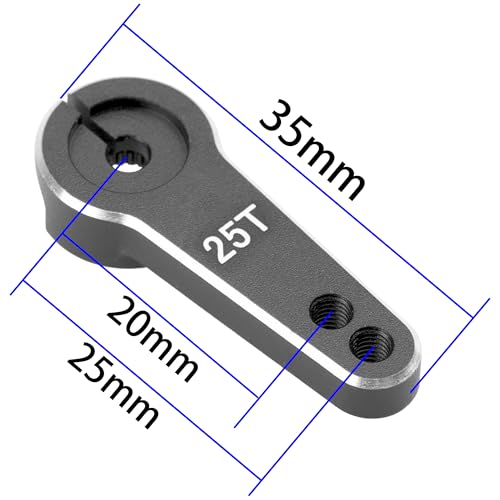 4Pcs Vgoohobby Aluminum 25T Servo Arm Horn Steering Arms Fit for Standard Servo Motors Compatible with Traxxas Axial Tamiya 1/10 RC Crawler Car (Black) - color: Black