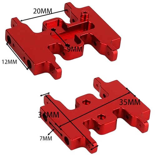 Aluminum Alloy Skid Plate Transmission Bottom Mount for Axial SCX24 C10 JLU Deadbolt Gladiator Bronco 1/24 Crawler Upgrade Parts (red) - color: Red