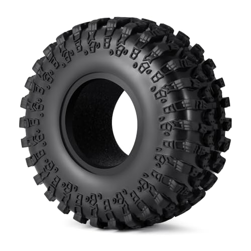 4Pcs 2.2" Crawler Mud Tires with Foam Inserts Snow Wheel Tyres OD 130mm Super Soft Rubber Tyres Compatible with Axial SCX10 90047 D90 D110 Tamiya CC01 TRX4 Gen8 1/10 RC Crawler Car Upgrades