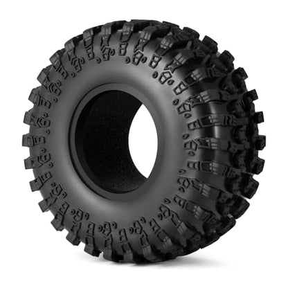 4Pcs 2.2" Crawler Mud Tires with Foam Inserts Snow Wheel Tyres OD 130mm Super Soft Rubber Tyres Compatible with Axial SCX10 90047 D90 D110 Tamiya CC01 TRX4 Gen8 1/10 RC Crawler Car Upgrades