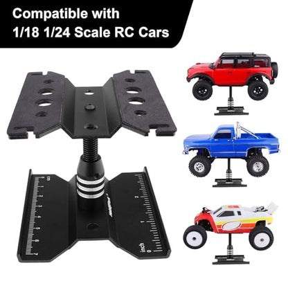 HobbyPark Mini RC Car Work Stand Aluminum for 1/24 1/18 Scale RC Crawler Axial SCX24 Traxxas TRX4M FCX24 FCX18 Workstation 360 Degree Rotation Lift Lower (Black) - color: Black
