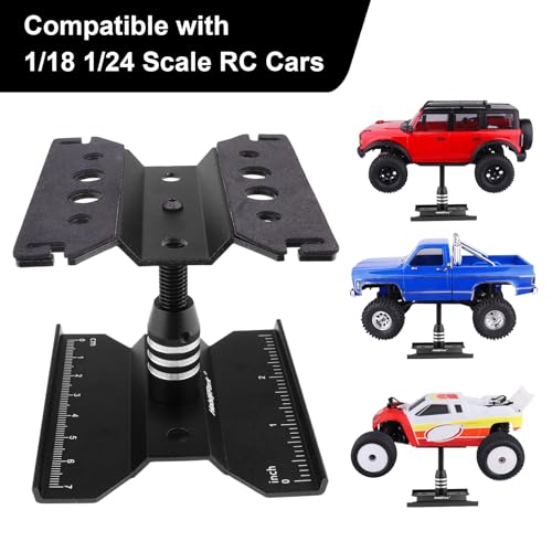 HobbyPark Mini RC Car Work Stand Aluminum for 1/24 1/18 Scale RC Crawler Axial SCX24 Traxxas TRX4M FCX24 FCX18 Workstation 360 Degree Rotation Lift Lower (Black) - color: Black