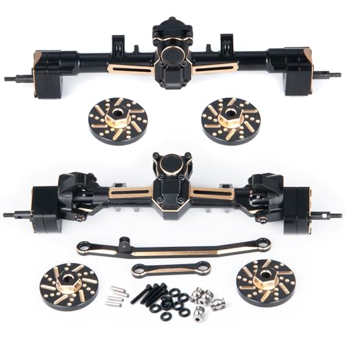 RCHUBAM RC Front & Rear Axle Set Metal Complete Axle with Steering Weights for 1/24 Axial SCX24 RC Crawler Deadbolt C10 Upgrades Accessories Part (Front Axle) - style: Front Axle