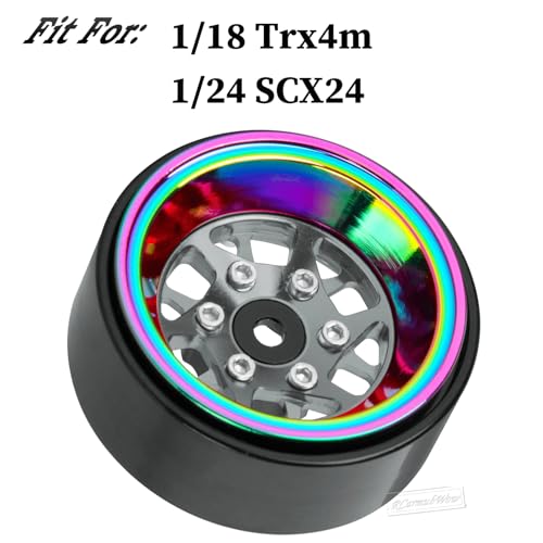 RC 1.3" Beadlock Wheels 1.3 rc Wheels for RC Crawler 1/18 TRX4M,1/24 SCX24,Alloy Aluminium 1.3 Beadlock Wheels 1.3 rc Rims,4pcs,Titanium - color: Titanium(4pcs)