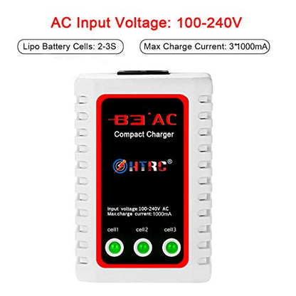 HTRC RC Battery Charger, AC 100-240V Output 20W 1000mA/2000mA 2-8S (2.4-9.6V) NiMH/NiCD Battery Chargers with Standard Tamiya Connector for Drone, RC Car, RC Boat, Airsoft Batteries
