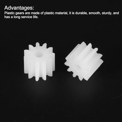MECCANIXITY 20 Pcs Plastic Gears 11 Teeth Plastic Motor Gear Model 112A Reduction Gear for RC Car Model DIY Robot (White, Module 0.5) - style: 11 Teeth