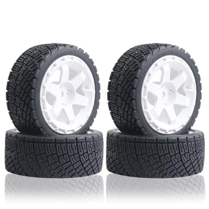 67mm 4PCS 1/10 RC On-Road tires and Hard Plastic wheels set Hex 12mm For WRC Drift Car Conversion 1/10 RC On-Road Car Traxxas Tamiya FW06 TT02 HPI HSP 94122 Kyosho W150