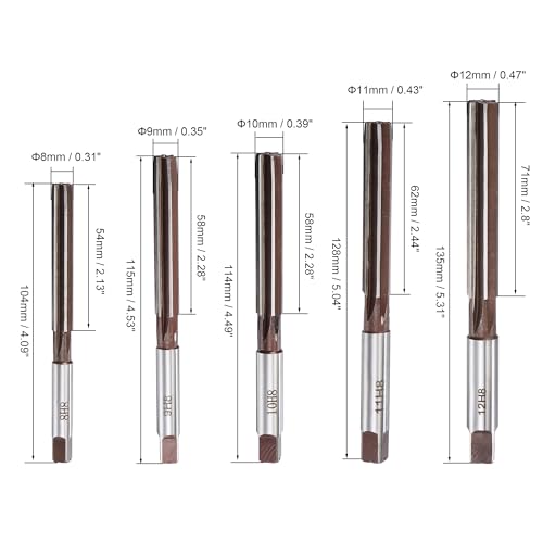 uxcell Hand Reamers Set H8 Accuracy Alloy Tool Steel 6 Flutes Straight Shank Milling Cutter Tool 10pcs (3mm, 4mm, 5mm, 6mm, 7mm, 8mm, 9mm, 10mm, 11mm, 12mm)