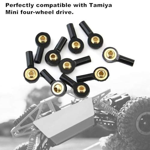 kingsea 10 Pcs Steering Linkage Tie Rod End M2 Ball Joint Linkage Tie Rod End for RC Car Boat Truck, Black - color: Black