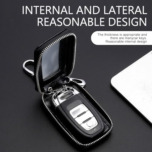 1 PC Car Key Chain Bag, Metal Hanging Buckle Key Bag, Car Remote Control Bag, Universal for Most Cars (Royal Blue)
