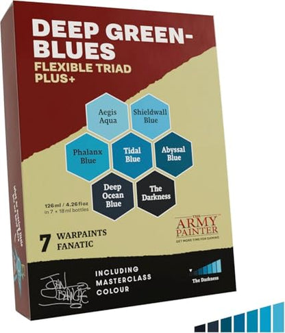 The Army Painter, Warpaints Flexible Triad Plus+: Deep Green-Blues 7x18ml | Colori acrilici hobby di qualità miniatura, per Dungeons and Dragons (DnD) e Warhammer - color: Dep Green-Blues