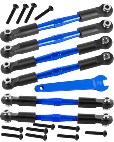 Adjustable Turnbuckles Camber Upgrades Part for 1/8 Typhon 4WD 3S MEGA 550 BLX,1/10 Big Rock 4X4 V3 3S BLX RC Car,Tie Rod Set Link Linkage Rod,Adjustable Links Steering Links,(Navy Blue). - color: Blue(6pcs)