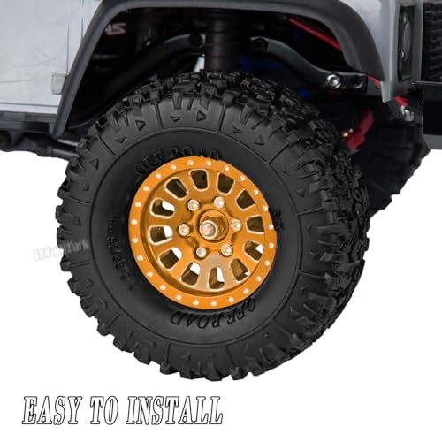 RC 1.3 in Wheel Tires for 1/18 TRX4M 1/24 SCX24 RC Crawler Car,Aluminum 1.3 Beadlock Wheel Rims and Rubber Tires w/Sponge,RC Truck Tires,Yellow - color: Yellow - (1.3 Tires)