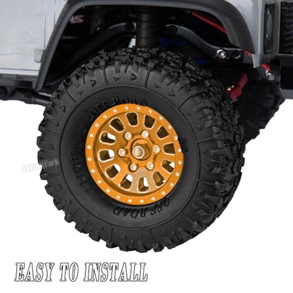 RC 1.3 in Wheel Tires for 1/18 TRX4M 1/24 SCX24 RC Crawler Car,Aluminum 1.3 Beadlock Wheel Rims and Rubber Tires w/Sponge,RC Truck Tires,Yellow - color: Yellow - (1.3 Tires)