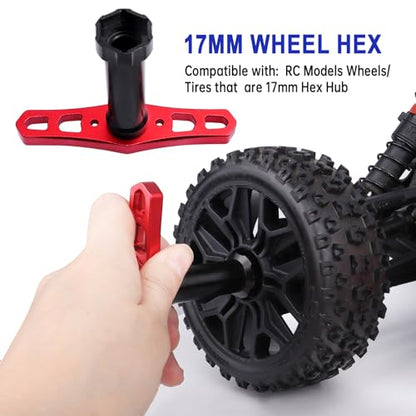Hobbypark 17mm Wheel Hex Hubs Adapter with Wrench for 1/8 RC Cars Monster Trucks Off Road Buggy (with Navy Blue Adapter)