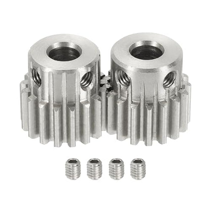 uxcell 2Pcs 1 Mod 17T Spur Gear 6.35mm Bore, 304 Stainless Steel Pinion Gear, 20°Pressure Angle, for Spur Rack and RC Model Car or Motor DIY(15mm) - size: 1 Mod 17T, 6.35mm x 15mm