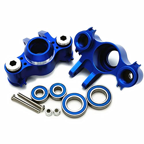 Aluminum Steering Block Knuckle Arm W/Rubber Shielded Bearings -4PCS Blue for Traxxas 1/10 Old E-REVO EREVO Summit E-MAXX T-MAXX3.3 Slayer Pro 4X4 5334R