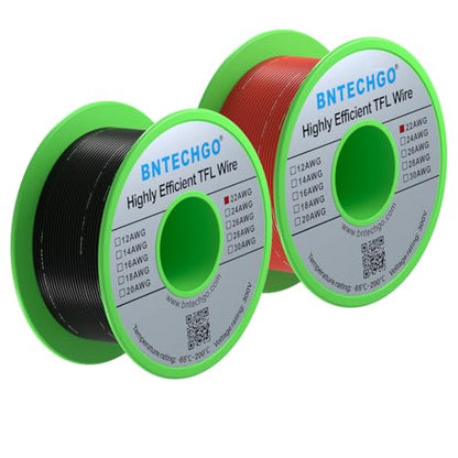 BNTECHGO 22AWG FEP Teflon Coated Wire 2 Color Each 50ft Tin-Plated Copper | 22 Gauge Strands Wire High-Temp FEP Insulation, -65°C to 200°C Rated, Aerospace Wiring, Medical Wiring, Scientific Equipment - size: 50ft Red and 50ft Black