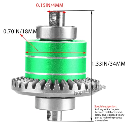 RC Front & Rear Diff Gear Upgrades Part for 1/14 M-J-X14210,14211,Metal Rear Gears Differential Assembly,Replacement 16420G2,Green