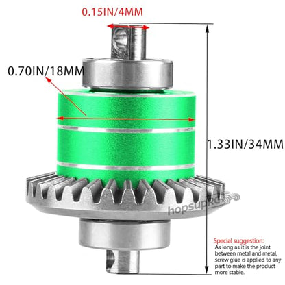 RC Front & Rear Diff Gear Upgrades Part for 1/14 M-J-X14210,14211,Metal Rear Gears Differential Assembly,Replacement 16420G2,Green