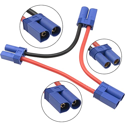 2Pcs HIRCQOO RC Car Serial Series Cable Adapter Compatible with XT90 Large Tamiya Traxxas EC5 XT60 EC3 T Plug for RC Truck Boat Lipo Battery ESC (EC5 Plug) - style: EC5 Plug