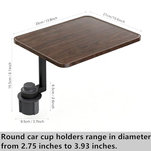 HZGAMER Wood Car Desk for Laptop, 360° Rotating Wood Cup Holder Table Tray for Drivers and Passengers, Car Accessories Compatible with Tesla Model Y/3/S, Ford F150/Explorer/Maverick & Most Vehicles