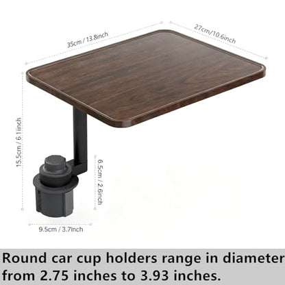 HZGAMER Wood Car Desk for Laptop, 360° Rotating Wood Cup Holder Table Tray for Drivers and Passengers, Car Accessories Compatible with Tesla Model Y/3/S, Ford F150/Explorer/Maverick & Most Vehicles