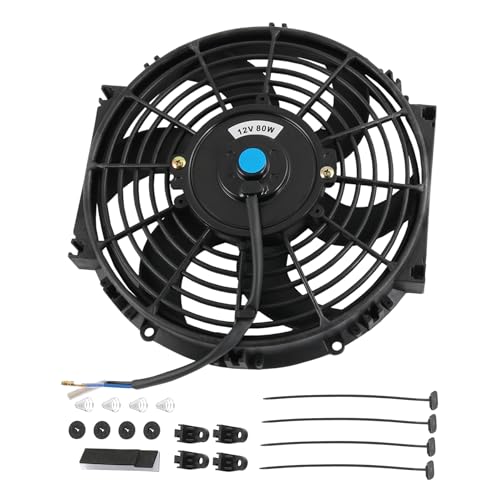 JDMSPEED New Universal Electric Radiator Slim Cooling Fan Push Pull 10" Inch 12v 80w 1750CFM - color: Black, size: 10 Inch