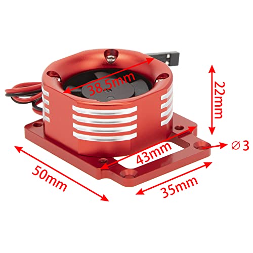 DKKY RC Motor Cooling Fan Heatsink 21000 RPM for Traxxas 1/8 4WD Sledge Motor with LED Light, Red - color: Red