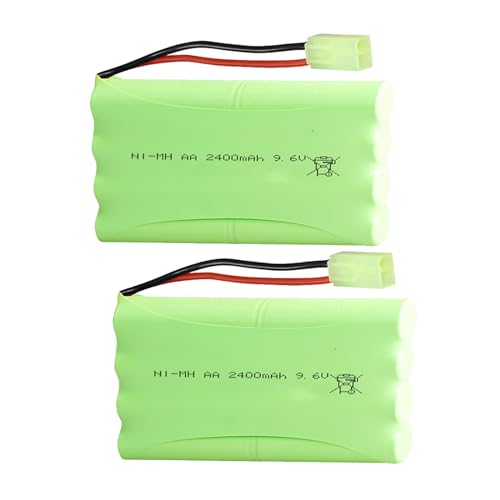 2Pcs 9.6V 2400mAh NI-MH Battery Pack RC Replacement Rechargeable Battery Pack Built-in AA * 8 Cell for Toys,Drone,Remote Control Car Accessory