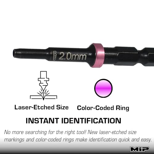 MIP Nut Driver 1/4" Drive Bit Speed Tip For Small Drills for Traxxas Arrma Axial Losi Redcat RC Quadcopter Helicopter FPV Racing Drone Models (2.0mm) - size: 2.0mm
