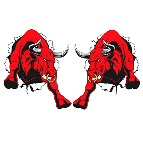 6-Inch Fashion Car Stickers - Angry Bull Design, Left and Right 2PCS (Style 2) - style: Style 2