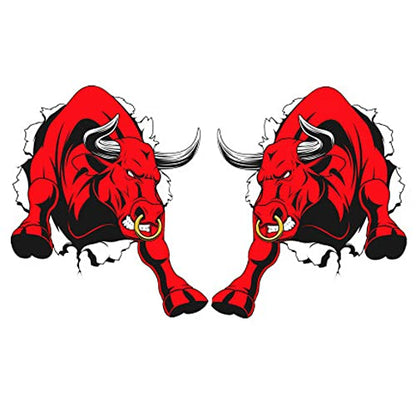 6-Inch Fashion Car Stickers - Angry Bull Design, Left and Right 2PCS (Style 2) - style: Style 2