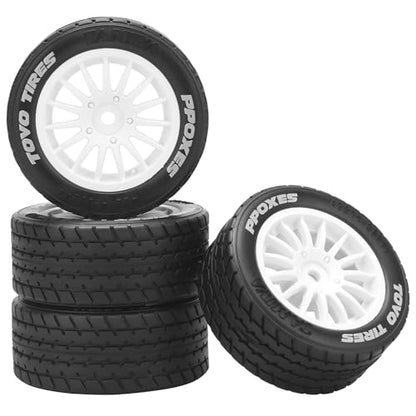 1/14 RC Car On-Road Drift Tires, daitoku 12mm Hex RC Racing Tires for Tamiya M08/05/06 MF-01X - Style F (White) - style: Style F