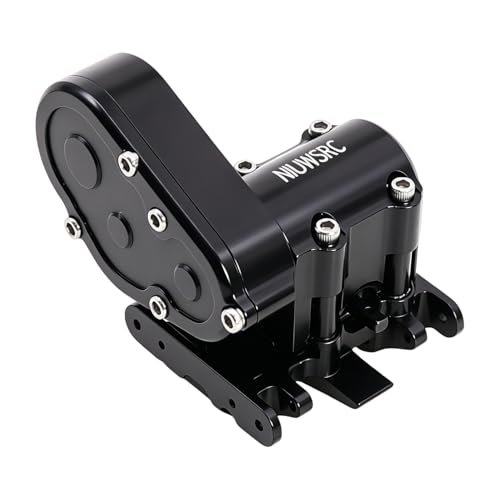 Aluminum SCX30 Transmission Assembled Gearbox with Skid Plate & Steel Gears for Axial 1/30 RC Crawler scx30 Bronco Wrangler JLU K10 Upgrade(Black) - color: Black