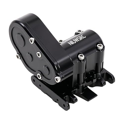Aluminum SCX30 Transmission Assembled Gearbox with Skid Plate & Steel Gears for Axial 1/30 RC Crawler scx30 Bronco Wrangler JLU K10 Upgrade(Black) - color: Black