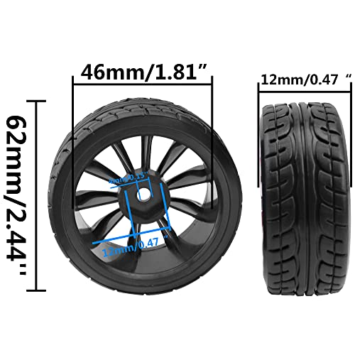 1/10 RC Drift Tire Hard Plastic Tires & 12mm Hex Hub Wheel Rims Compatible with Traxxas HSP Tamiya Kyosho Himoto HPI Redcat MST 1/10 On-Road RC Drift Drifting Car (Style1)