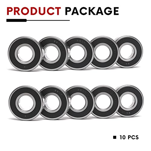 10 PCS 6204-2RS Double Rubber Sealed Deep Groove Ball Bearings 20x47x14mm, Deep Groove Ball Bearing ABCE-3 Pre-Lubricated, Chromium Bearing Steel (6204-2RS, 10) - size: 6204-2RS
