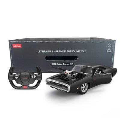 RASTAR RC Cars 1:16 Fast & Furious 1970 Dodge Charger R/T Remote Control Car, Toy Muscle Cars for Boys, Matt Black 2.4G