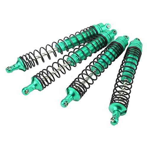 1/10 RC Shock Absorbers 150mm 135mm Aluminum Alloy 4mm Shaft 4-Piece Set, Adjustable Threaded Preload for Axial Ryft 4WD, OilFilled CoilOver Damping for Rock Crawling (Green) - color: Green