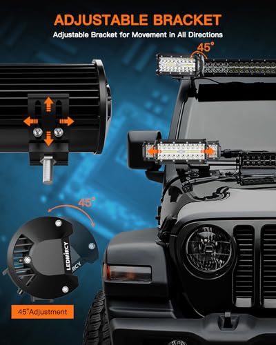 LED Light Bar,LEDMIRCY 7" LED Pod Lights with Rocker Switch Wiring Harness | White Spot Flood Combo Beam Triple Rows White Off Road Lights(2PCS) for Truck ATV SUV UTV Boat IP68 Waterproof